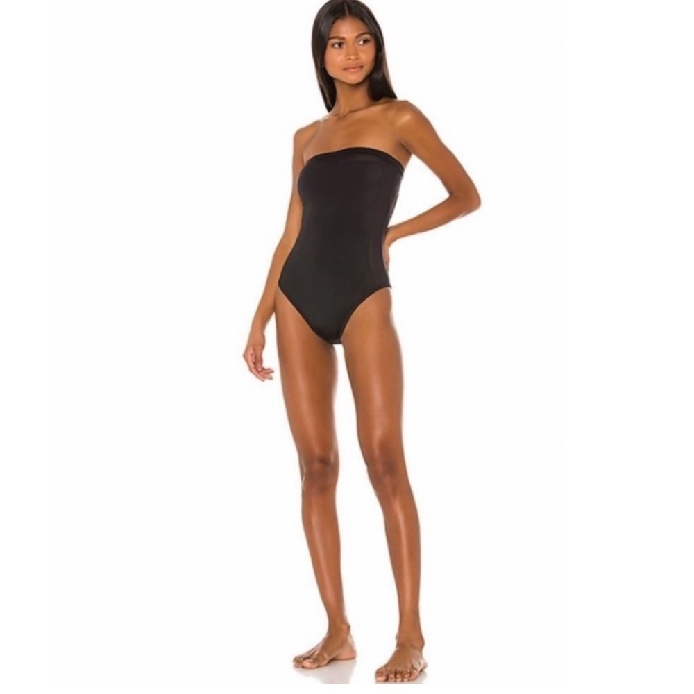 Solid & Striped Madeline Strapless One Piece Swimsuit in Black- Medium.